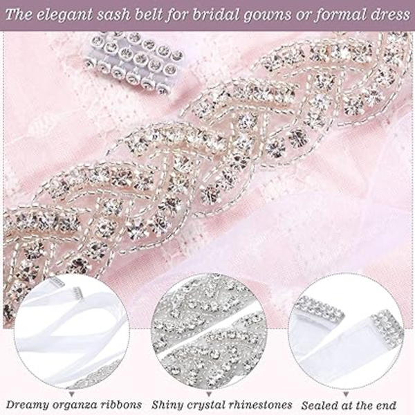 Brudebelte Bryllup Krystal Rhinestone Bælte Brudepige Kjole Vær