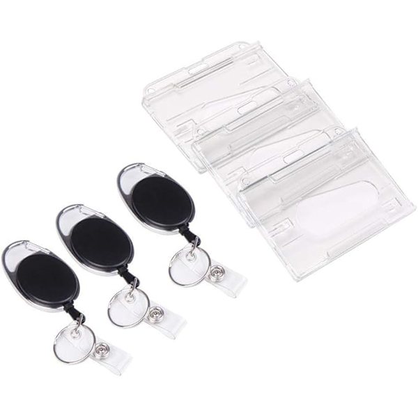 #(3 stk) Badgeholder med Yoyo og holdbar snor til visitkort  studenterkort  mærket buskort  beskyttelse af dine badges#