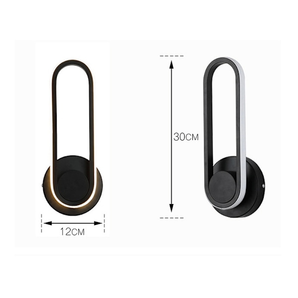 12W LED-vägglampa för inomhusbruk, 330° roterbar, dimbar, nattlampa