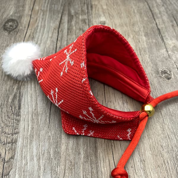 #Kæledyrs hætte tørklæde, julekattehue, M#