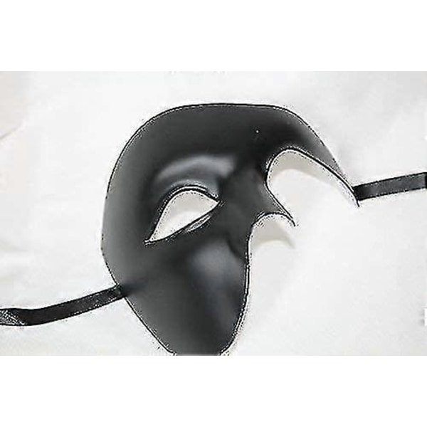 Svart Halvmask Fantom Kvalitet Teater Venetian Maskerad Karneval Party Ögonmask för Män