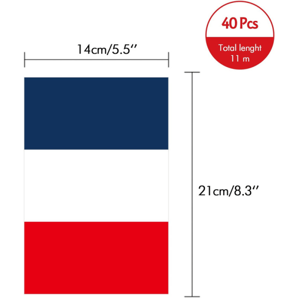 /#/80 Ranskan lippua 14 x 21cm 20 metrin seppeleen kansallislippuviiri kansallispäivän urheilutapahtumiin baarikoristeluun/#/