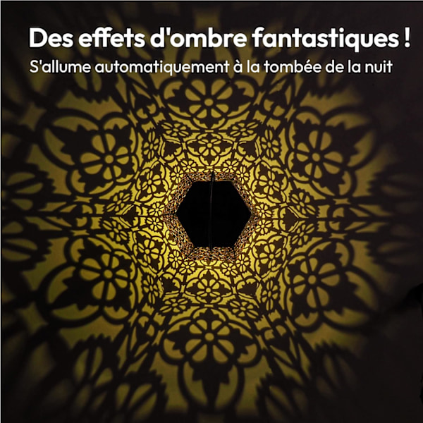 Solcellslampa för utomhus Hexagon Set om 1 Marockansk LED-lampa Gar