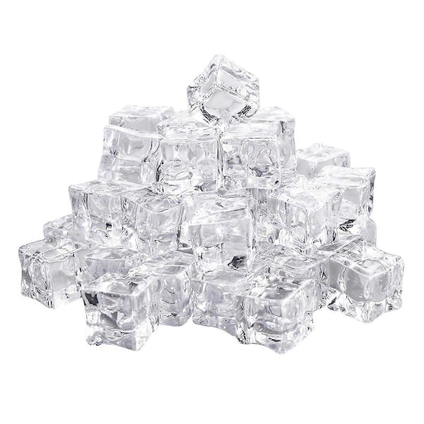 VORCOOL 50 st 20mm Kub Fyrkantig Form Glas Lyster Isbitar Falska Konstgjorda Akryl Isbitar Kristallklara Fotorekvisita Kök Dekor