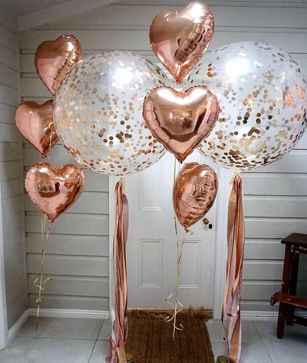 Rosegull Hjerteballong 50 Stykker Størrelse 45 cm - Oppblåsbart Helium