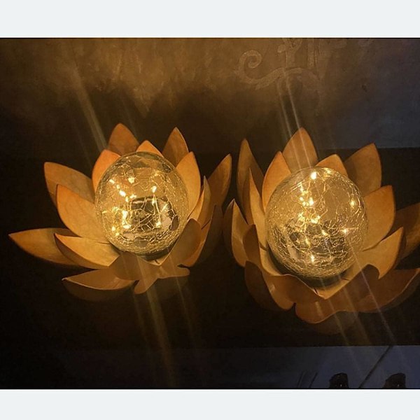 *2 stk. Koding Solar LED Lanterne Utendørs Hage Metall Lotus med*
