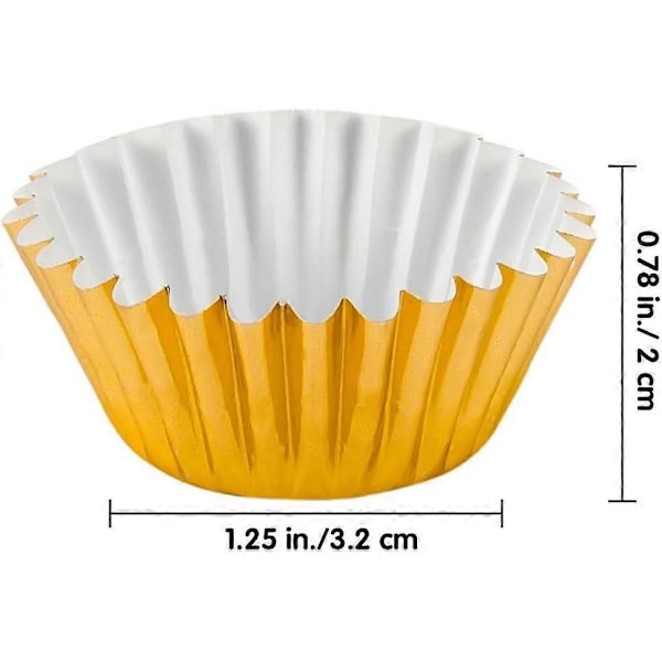 1000 kpl Cupcake-vuokia 3,17 cm Mini Folio Leivontakupit Muffinssivuoat Kulta ja Hopea Tulppaani Paperikupit (Hopea, Kulta)