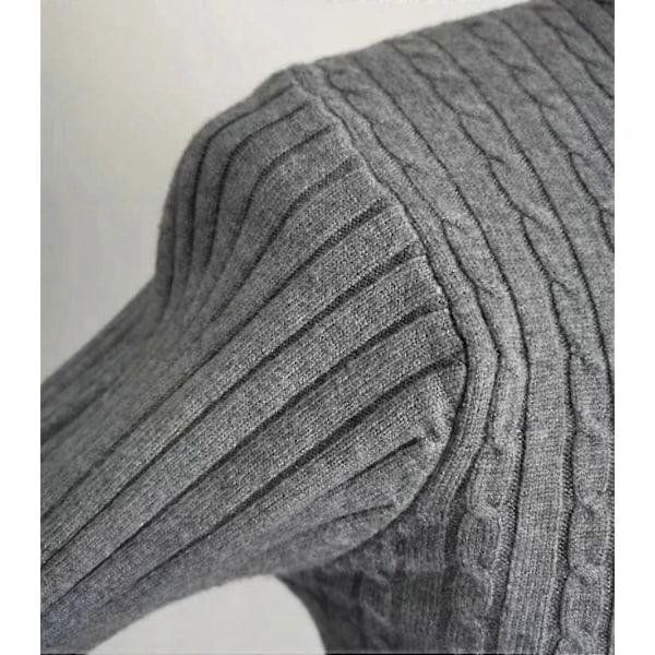 Slim Fit Herre Genser med Høy Hals Casual Vridningsstrikket Pullover