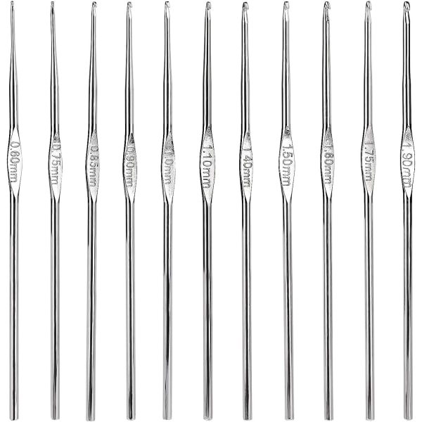 #Crochet Hooks Set Steel, 12Pcs Small Size Crochet Needle 0.6mm to#