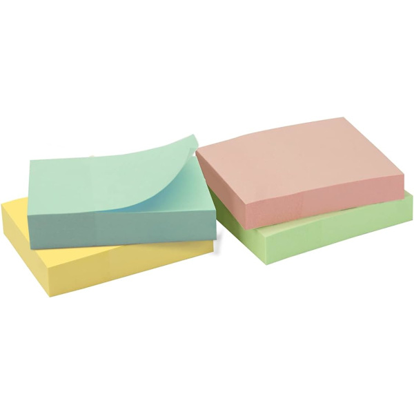 Genanvendelig notesblok 4 x 100 ark 80*7.65mm