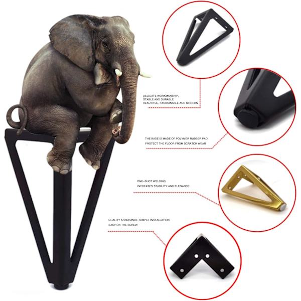 *4 Pack Ersättning Möbler Ben, 15cm Triangulär Svart DIY Tabl*