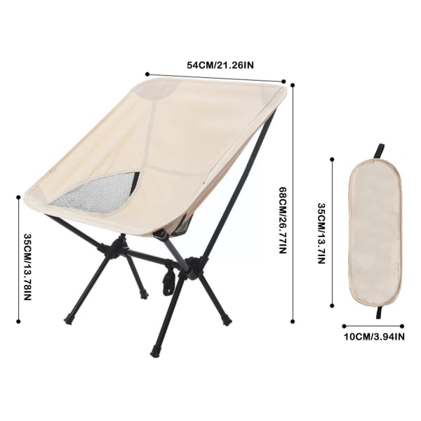 Sammenleggbar campingstol for utendørs hage Bærbar fottur Fis