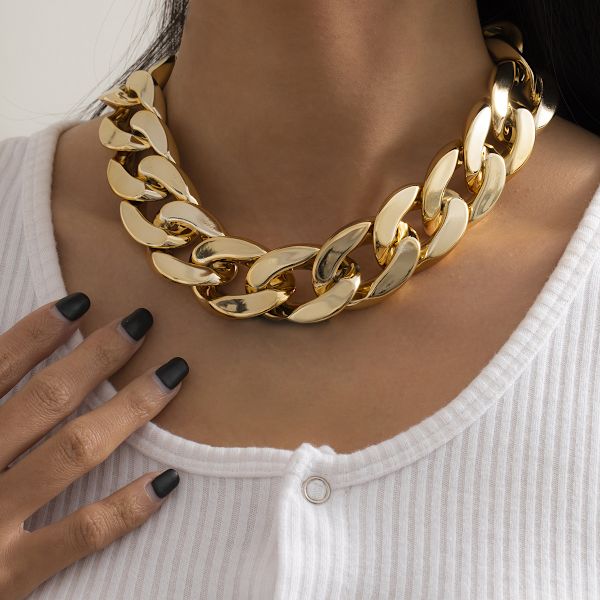 #Sæt af 4 Overdrevne Akryl Store Kæde Halskæder Kvinder Statement Hip Hop Twisted Chunky Tyk Choker Gothic Smykker#