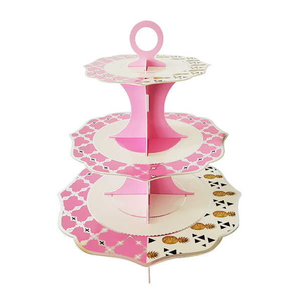 (32cm) Cupcakesställ 3-våningar Kartong Cupcakesställ för Baby Shower