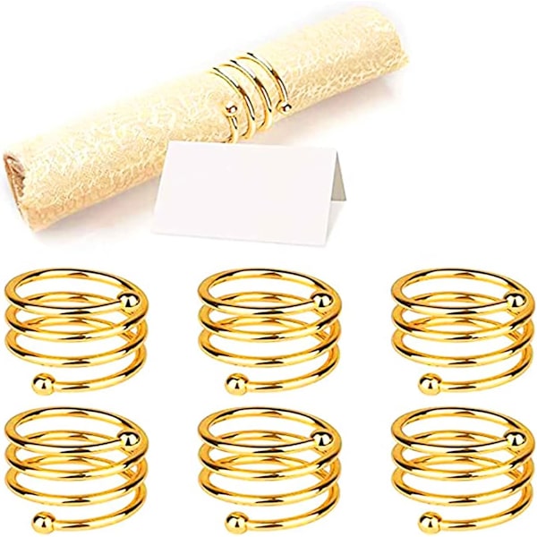 (6 STK-Spiral) Serviettringer og holdere, 6 stk Metall Serviettring