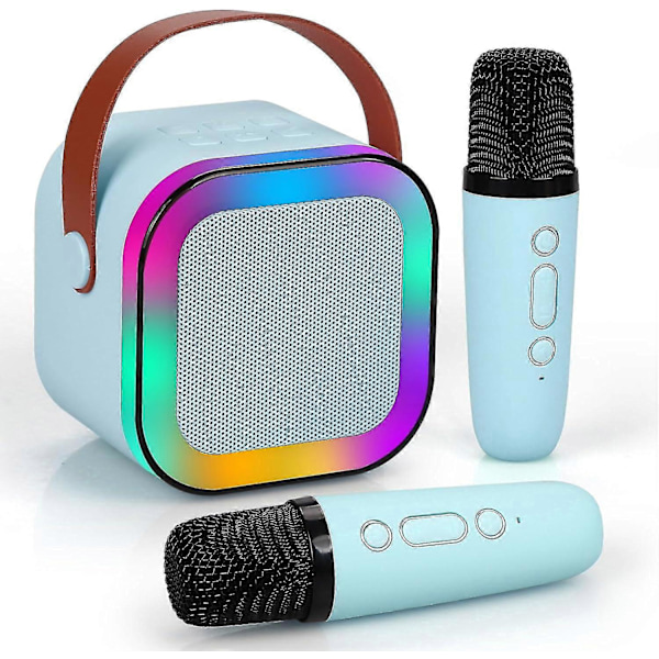 Karaokelaite lapsille ja aikuisille, pieni kannettava Bluetooth-karaokekaiutin 2 langattomalla mikrofonilla ja dynaamisilla valoilla