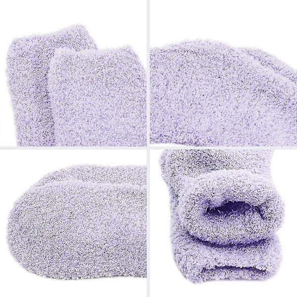 5 Par Dam Varma Supermjuka Plyschtofflor Strumpor Vinter Fluffiga Mikrofiber Besättningsstrumpor Vardagliga Hem Sovande Fuzzy Mysiga Strumpor