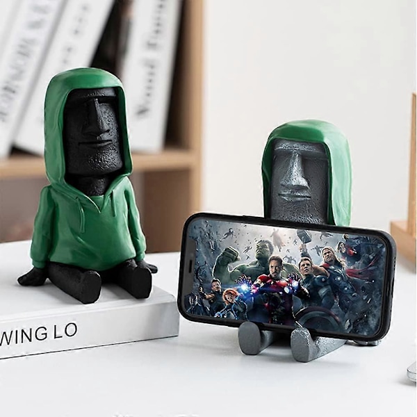 Påskeøya Moai Statue Dekor med Smartphone Stativ, Retro Figur