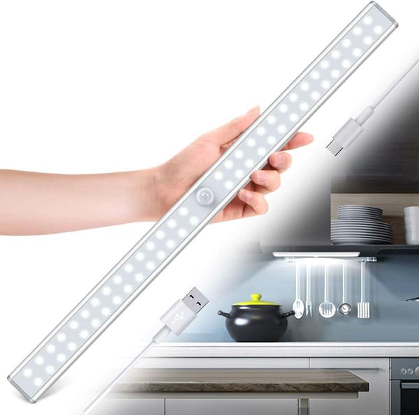 *60 LED skabslampe, bevægelsessensor skabslampe, USB genopladelig,*