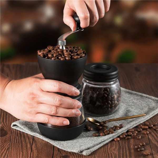 Stor Kaffekvarn i Glas med Handvev