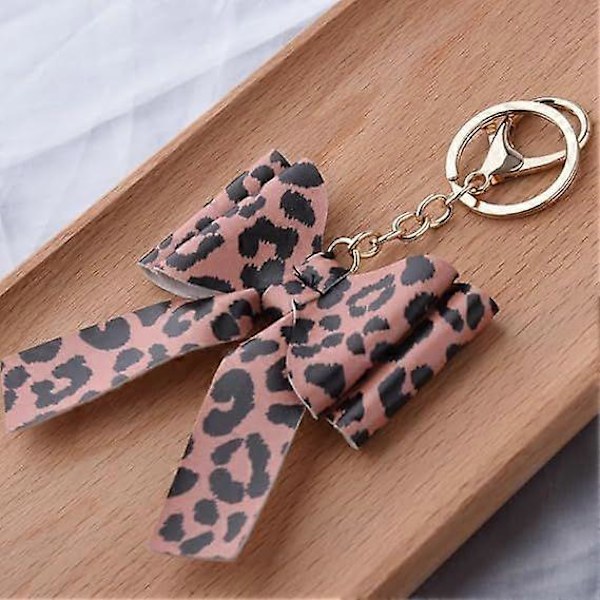 Djurrosett Nyckelring för Handväska, Väskberlocker, Leopard Ko-mönstrad Nyckelring för Kvinnor Flickor, Presentidéer för Djurälskare