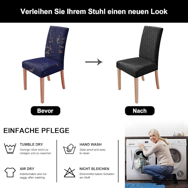 *4 st stolsöverdrag, stretchiga matstolsöverdrag tvättbara moderna*
