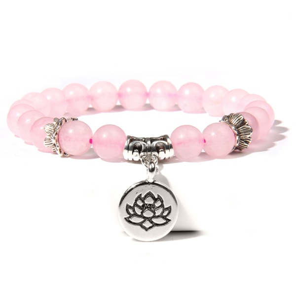 /#/8 STK Natursten Armbånd Kvinder Lotus Tigerøje Obsidian Rhodochrosite Energi Perler Ædelsten Elastisk Tibetansk Buddhistisk Familie Venskab Kærlighed/#/