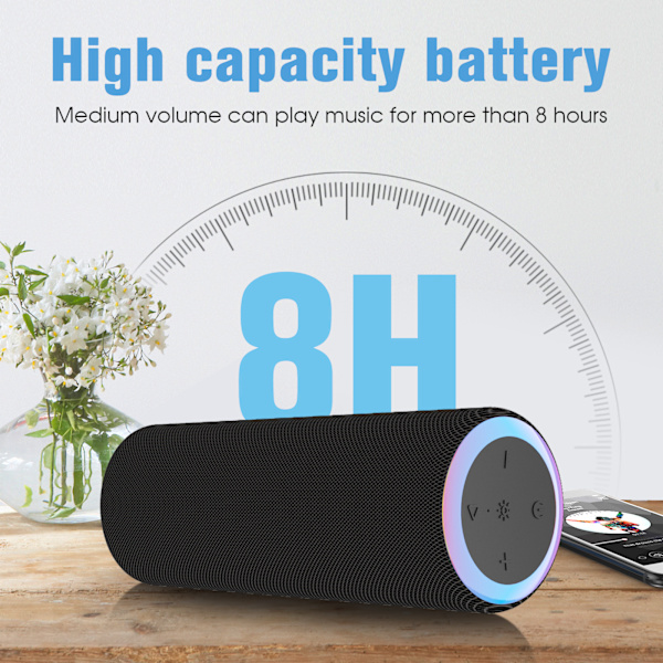 #Bluetooth-høyttaler, Vanntett Bærbar Mini-Sylinder, Utendørs Plu#