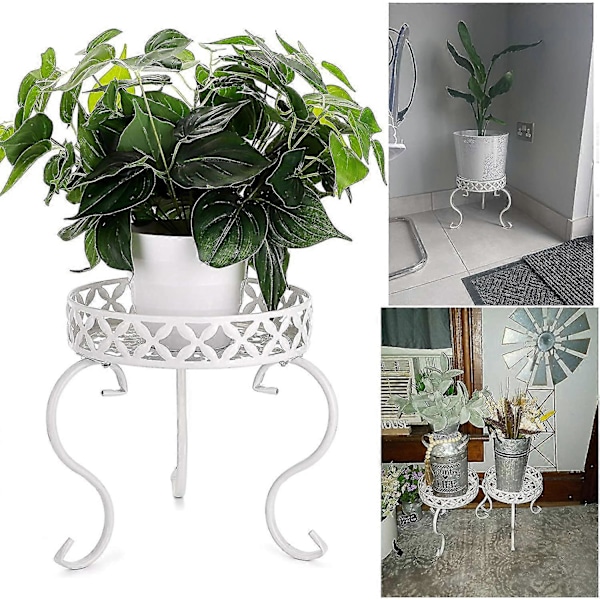 1 X Indendørs Udendørs Metal Blomsterpottestativ, Hvid (plante ikke inkluderet)