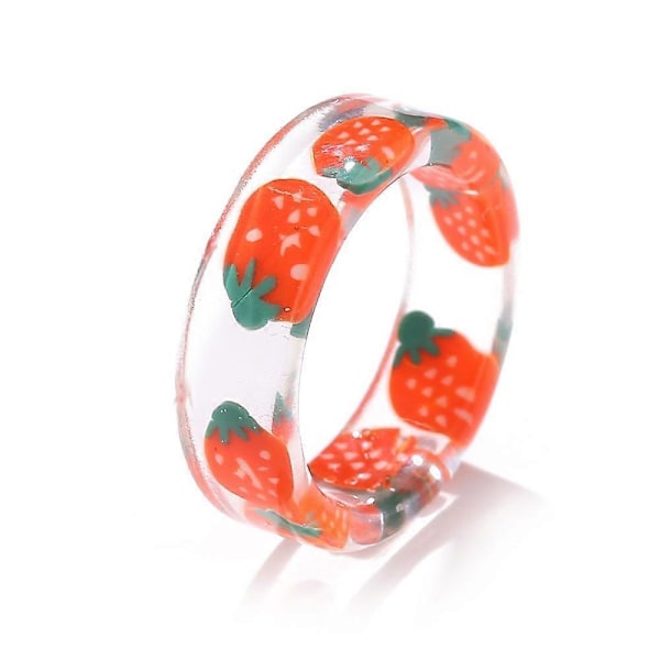 Resin Frugtringe Søde Pitaya Jordbær Vandmelon Citron Kiwi Drue Grapefrugt Jordbær Plastik Y2k Resin