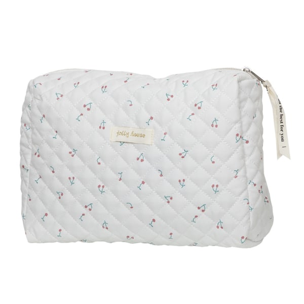 #Printed cosmetic bag, cute bag cotton travel cosmetic bag，white#