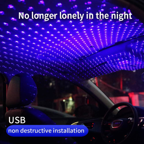 USB Night Light Star Projector, 2 i 1 Auto Car Roof LED-lys,