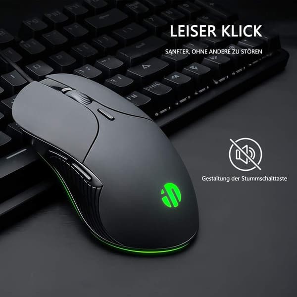 #(Hvit) Ledningskoblet PC-mus, Stille Klikk#