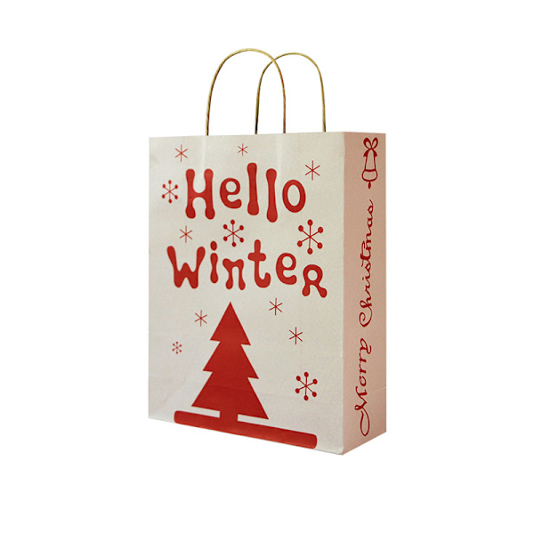 #Julegaveposer i Kraftpapir med Assorterede Juleprint til Kraft 8 stk#