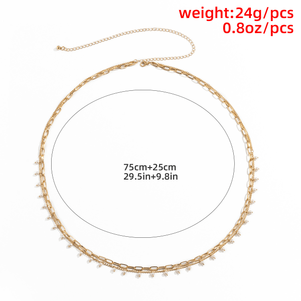 Pearl Layered Belly Body Chain Guld Body Chains Tofs Midja