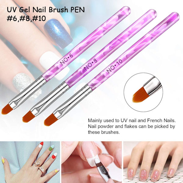 *7 st Akryl Nagelborstar Set med UV Gel Applicering*