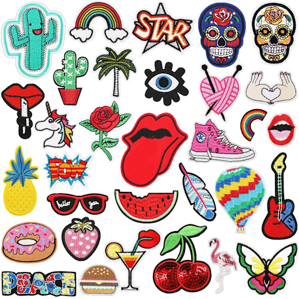 #32 stk. Patch Stickers Søde Nummer Broderi#