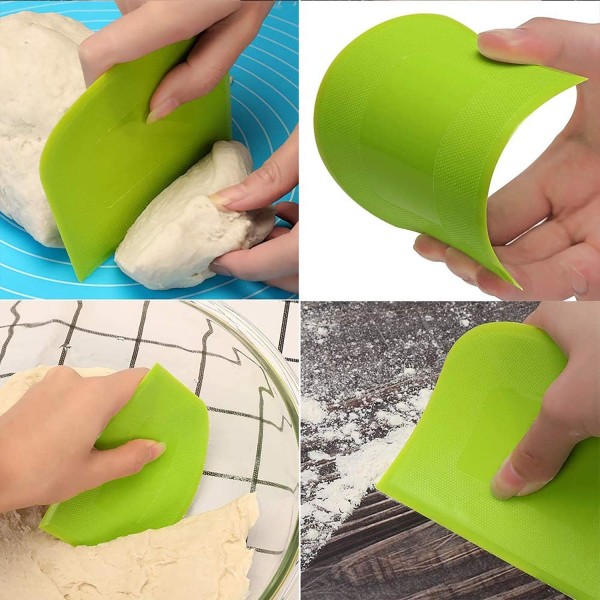 Deigskrape i rustfritt stål, plastdeigskrape, 3 stk. Deigskutter