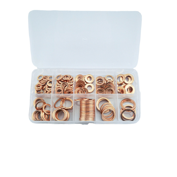 200 st Flat Packningar, Packningar, Brickor, Muttrar och Bultar Koppar Sortiment