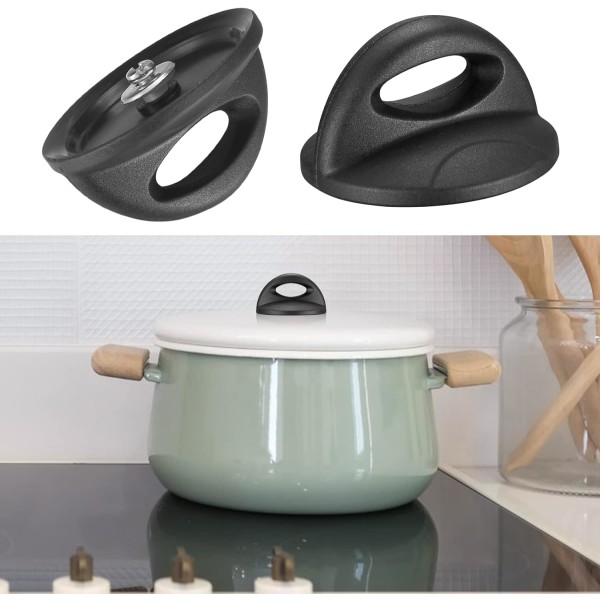Sort - Sæt med 4 Grydelåg Knapper, Grydelåg Knapper, Udskiftningsknapper