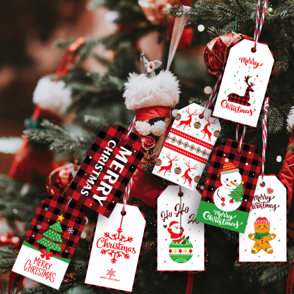 #100 stykker røde og svarte rutete julekortmerker#