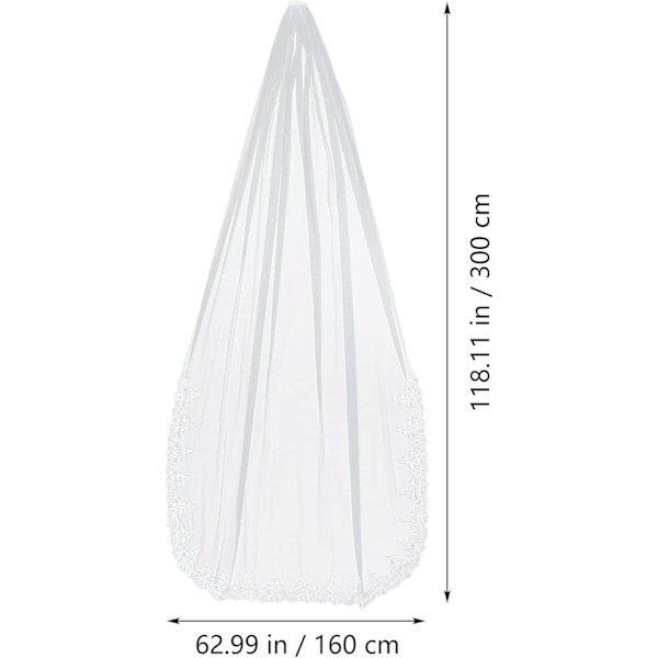 Brudslöja, lång, elfenbensvit, golvlång, 3 m, elegant, enkel