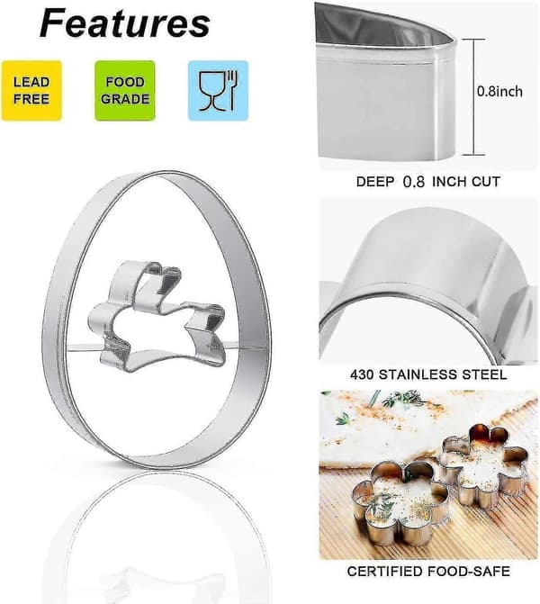 Cookie Cutter Easter 8 stk - Mini Linzer kjeksutstikkere i rustfritt stål