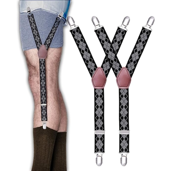 Suspenders for Men- Gray with Non-Slip Suspenders and Adjustable