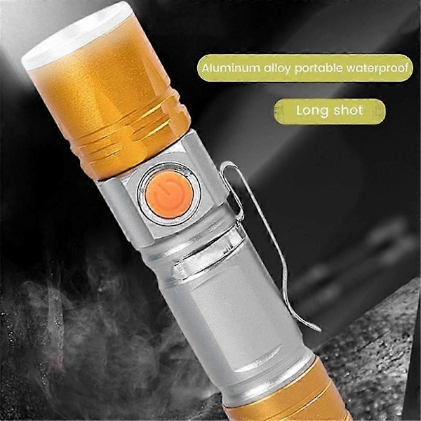Kraftfulla LED-ficklampor Uppladdningsbar USB Mini Ficklampa LED Utomhus Zoombar Långdistans Ficklampa Vattentät
