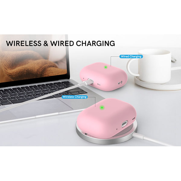Lyseblå silikoneetui kompatibelt med Airpods 2, beskyttende C