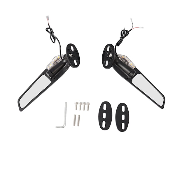 #Ninja 250 300 400 650 H2 Universal Motorcykel Spejle Sæt af 2 Universal Svingbare Justerbare Spejle med Lys til ATV Udskiftningssidespejle#
