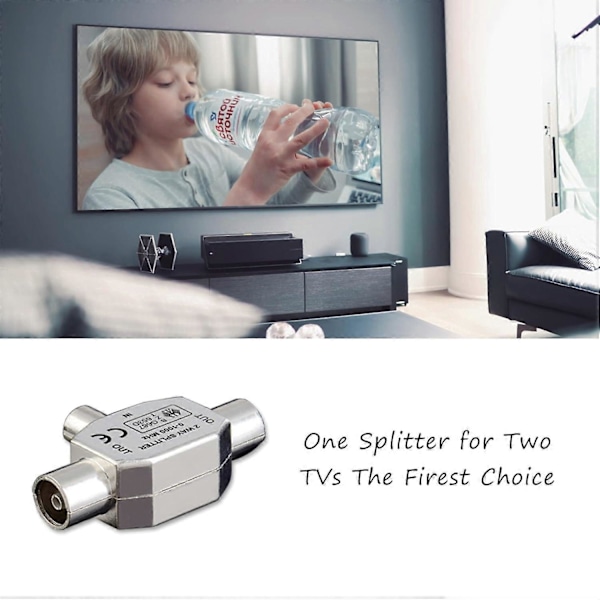 2 stk. TV Antenne Splitter 2-veis, Hann til To Hunn Koaksial TV Antenne Kobling, T/F Type Adapter Kobling Sokkel til RF Koaks Antenne Adapter