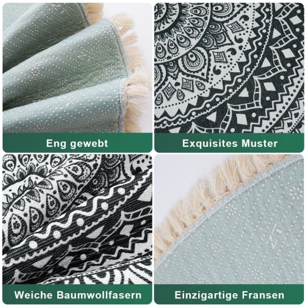 #Utendørs teppe mandala teppe rundt 120cm vaskbart bomulls teppe#