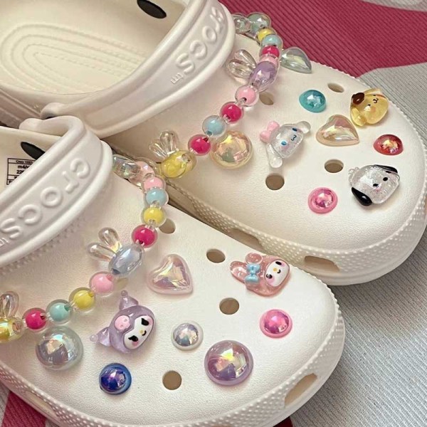 18 Stykker 3D Clog-Sandaler Pynt (Tilfældig Farve), Sko Charms, Klip